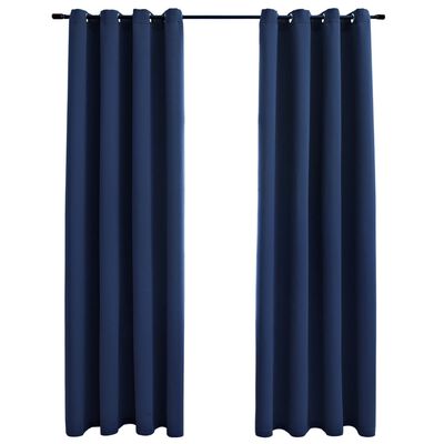 vidaXL Blackout Curtains with Rings 2 pcs Navy Blue 54"x84" Fabric