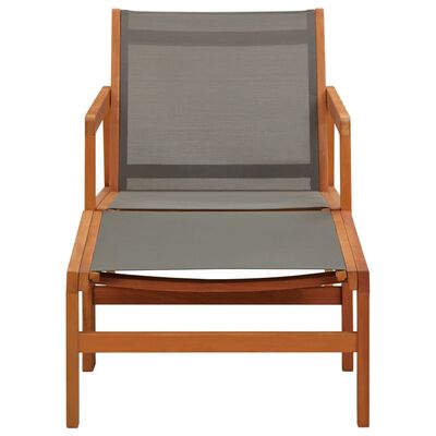 vidaXL Patio Chair with Footrest Solid Eucalyptus Wood&Textilene