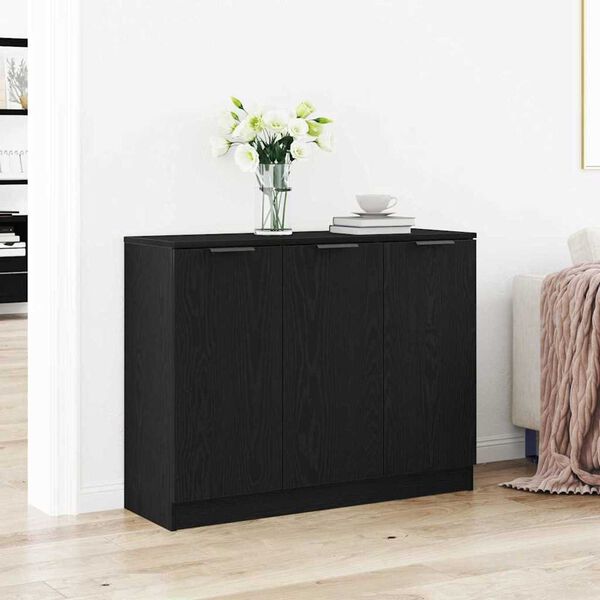 vidaXL Sideboard Black Oak 35.63 x 11.81 x 27.56 in Engineered Wood