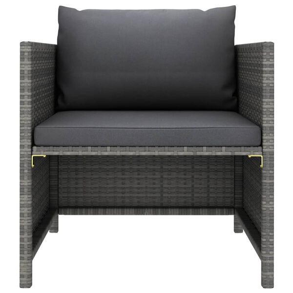 vidaXL Garden Sofa Grey PE rattan, steel 23.6 in x 23.6 in Modular