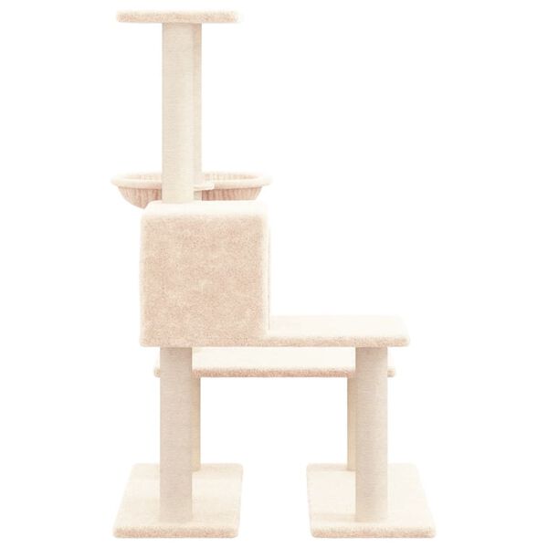 vidaXL Cat Tree Cream Engineered wood, Plush, Sisal Large Modern