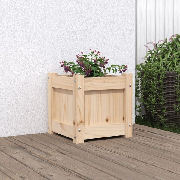 vidaXL Garden Planter Natural Solid pine wood Medium Decorative Inlays