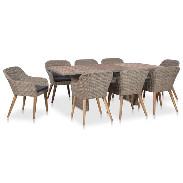 vidaXL Outdoor Dining Set Brown and dark grey