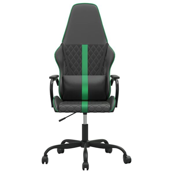 vidaXL Gaming Chair Black and Green Faux leather Standard