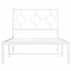 vidaXL Bed Frame White Powder-coated steel Twin Bed Frame Rectangular