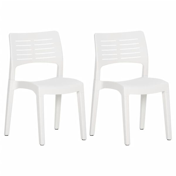 vidaXL Garden Chair Set of 2 White Polypropylene Standard Stackable