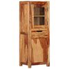vidaXL Highboard Light brown Solid acacia wood, glass Rustic Highboard