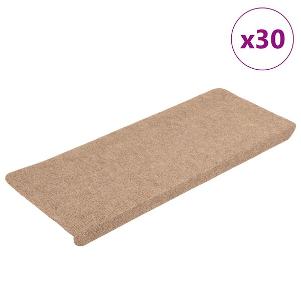 vidaXL Stair Mat Set of 30 Beige Needle felt fabric (95% PES, 5% PP)
