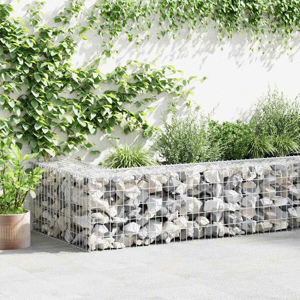 vidaXL Gabion Wall with Covers Galvanized Steel 236"x11.8"x19.7"