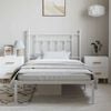vidaXL Bed Frame White Powder-Coated Steel Twin Bed Frame Rectangular