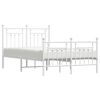 vidaXL Bed Frame White Powder-Coated Steel Double Metal Bed Frame