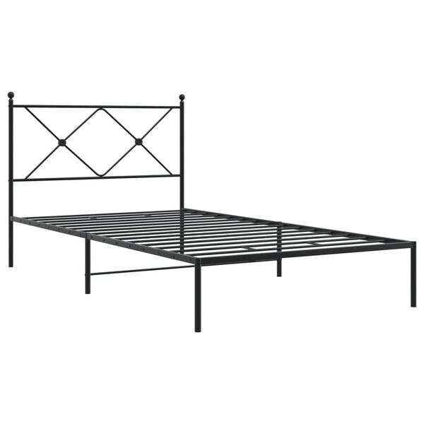 vidaXL Bed Frame Black Powder-Coated Steel Twin Bed Frame Rectangular
