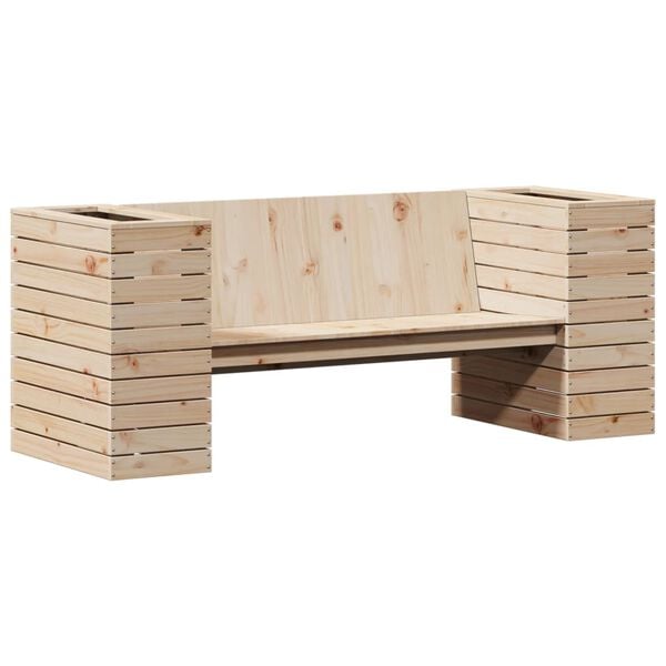 vidaXL Planter Bench Natural Pine Solid Pine Wood 66.9x23.6x25.6 in