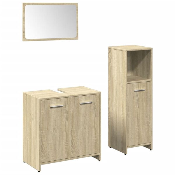 vidaXL Bathroom Furniture Set Sonoma Oak Engineered Wood Medium
