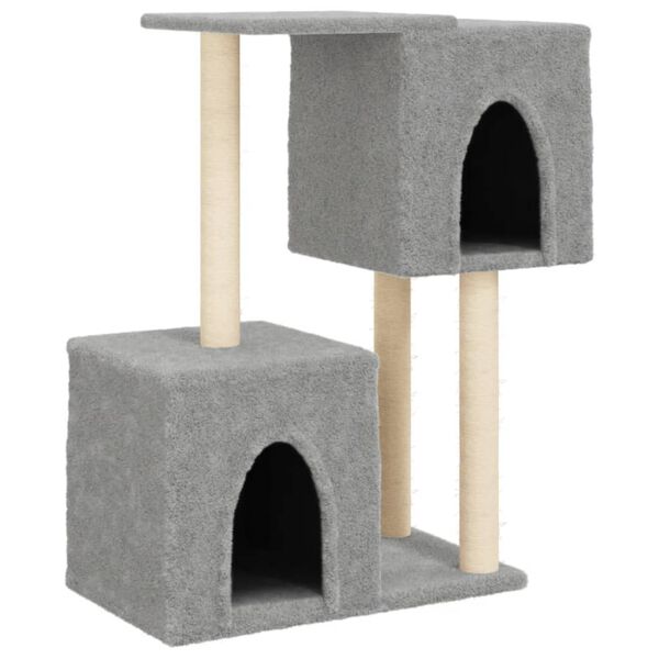 vidaXL Cat Tree Light grey Engineered wood, plush, sisal Medium Cat Tree