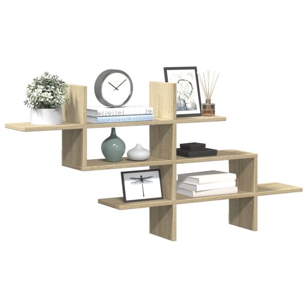 vidaXL Wall Shelf Sonoma Oak Engineered Wood 49.0 in x 7.1 in x 23.8 in