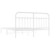 vidaXL Bed Frame White Powder-Coated Steel Double Bed Frame