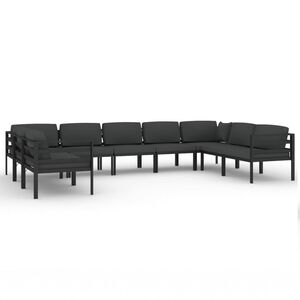 vidaXL 9 Piece Patio Lounge Set with Cushions Aluminum Anthracite