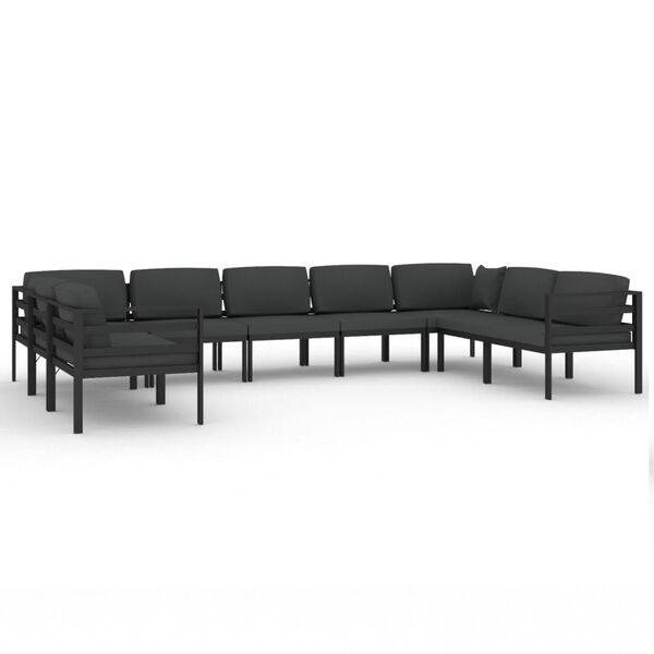 vidaXL 9 Piece Patio Lounge Set with Cushions Aluminum Anthracite