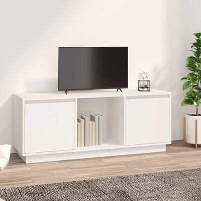 vidaXL TV Stand White 43.5"x13.8"x17.3" Solid Wood Pine