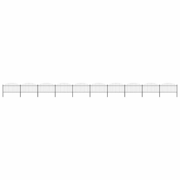 vidaXL Garden Fence with Spear Top Steel 701.3"x59.1" Black