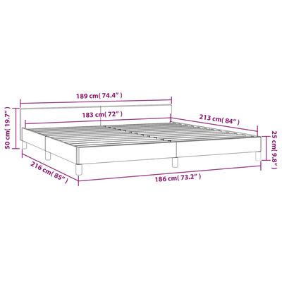 vidaXL Bed Frame with Headboard Dark Gray 72"x83.9" California King Fabric