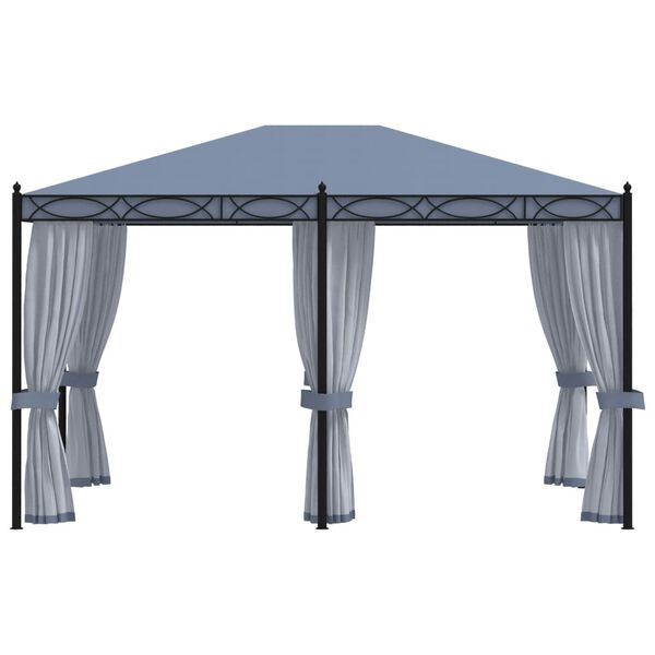 vidaXL Gazebo with Mesh Screens 9.8x13.1' Anthracite Steel