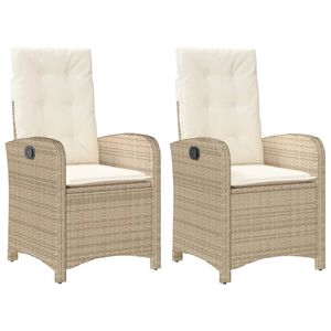 vidaXL Reclining Garden Chair Set of 2 Beige