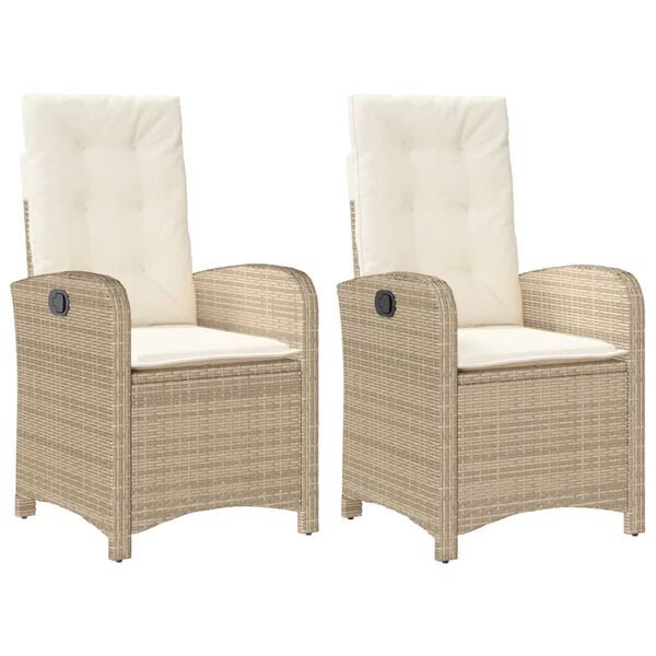 vidaXL Reclining Garden Chair Set of 2 Beige