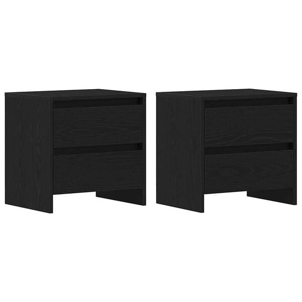 vidaXL Bedside Cabinet 2 pcs Black Oak 17.72 x 13.39 x 17.52 in