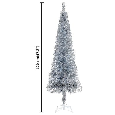 vidaXL Slim Pre-lit Christmas Tree Silver 47.2"