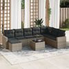 vidaXL Garden Sofa Set Grey PE rattan, powder-coated steel, tempered glass