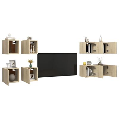 vidaXL Wall Mounted TV Cabinets 8 pcs Sonoma Oak 12"x11.8"x11.8"