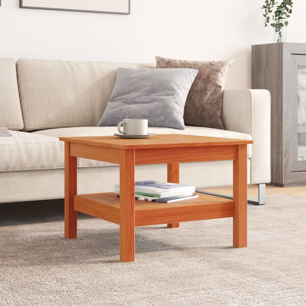 vidaXL Coffee Table Wax Brown Solid Pine Wood Medium Storage