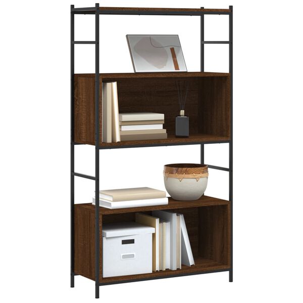 vidaXL Bookshelf Brown oak Engineered wood, Iron High Cabinet
