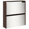 vidaXL Shoe Cabinet Brown Oak Engineered wood, Glass 24.8x6.7x66.7 in