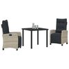 vidaXL Garden Dining Set with Cushion 3 pcs Light Grey Poly Rattan