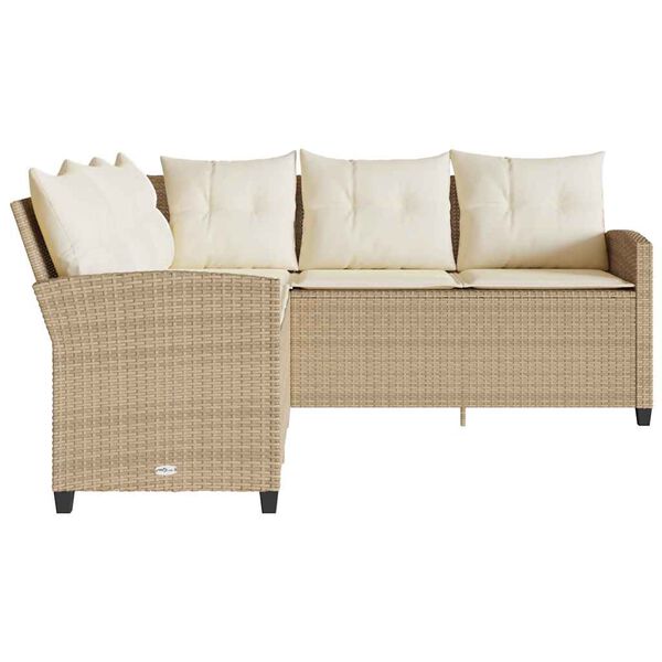 vidaXL Couch Sofa Beige PE rattan, powder-coated steel Large
