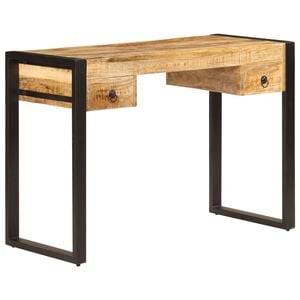 vidaXL Desk Brown, Black Solid Mango Wood, Powder-Coated Steel