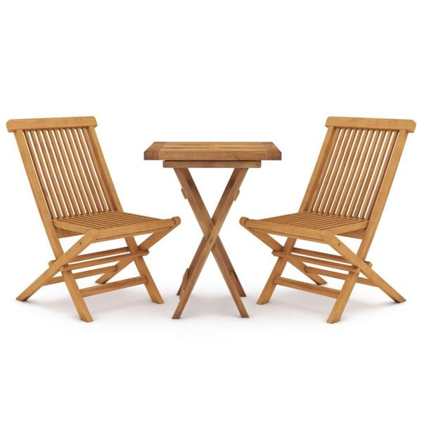 vidaXL Garden Dining Set Natural Teak Solid Teak Wood Compact Foldable