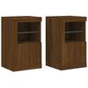 vidaXL Side Cabinet Set of 2 Brown Oak Engineered Wood, Glass Medium