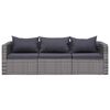 vidaXL Garden Lounge Set Grey PE Rattan, Powder-Coated Steel, Glass Large