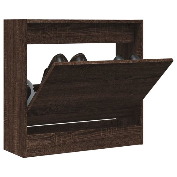 vidaXL Shoe Cabinet Brown Oak Engineered Wood Compact Shoe Cabinet