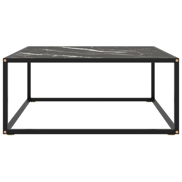 vidaXL Coffee Table Black Tempered glass, powder-coated steel Medium