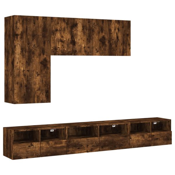 vidaXL TV Wall Cabinet Smoked Oak Engineered Wood Large TV Wall Cabinet