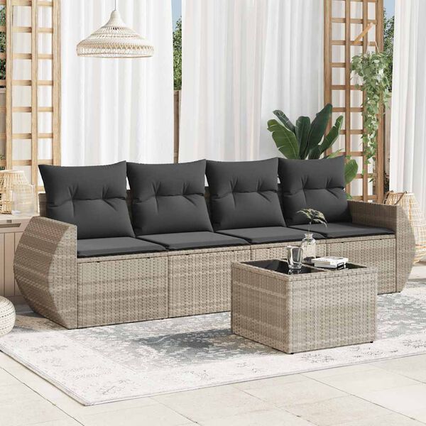 vidaXL Garden Sofa Set Light Gray
