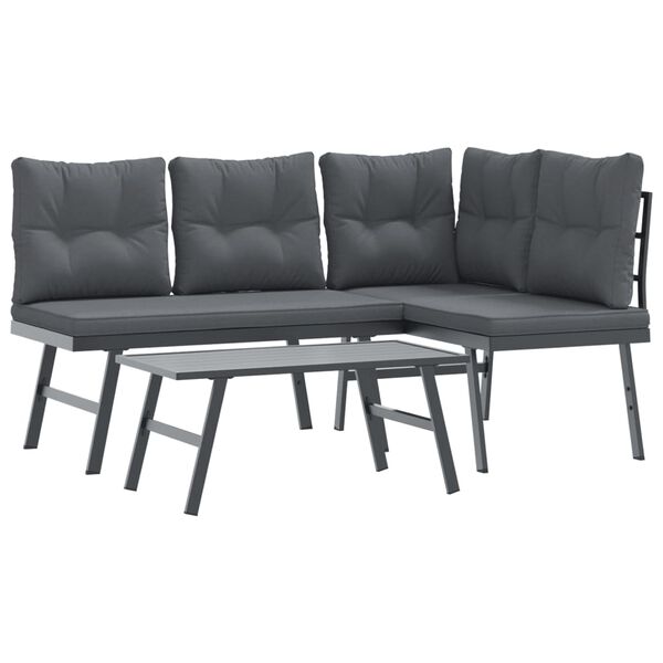 vidaXL Bench Set Black Powder-coated steel Large Modular