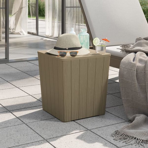 vidaXL Garden Table With Removable Lid Light Brown Polypropylene (PP)