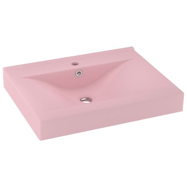 vidaXL Luxury Basin with Faucet Hole Matt Pink 23.6x18.1" Ceramic