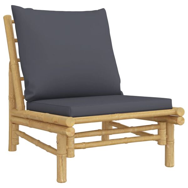 vidaXL Garden Lounge Set Natural Bamboo, Dark Grey